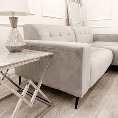 Airi Chrome Lamp Table with Stomach Ash Sintered Stone Top