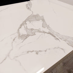 Anders 140cm White Sintered Stone Dining Table with Black Legs