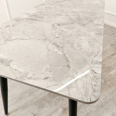 Anders 140cm White Sintered Stone Dining Table with Black Legs