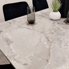Anders 140cm White Sintered Stone Dining Table with Black Legs