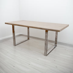 Ivar 180cm Slimline Light Pine Wood Dining Table with Chrome Legs
