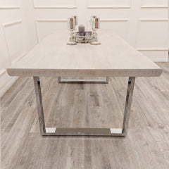 Ivar 180cm Slimline Light Pine Wood Dining Table with Chrome Legs