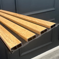 ALUXO® WPC 3D SLAT Wall Panels 235×15.2cm (14pcs) – Light Oak
