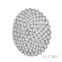 Siv Large Round Convex Antiqued Silver Multi Mirror - 100cm
