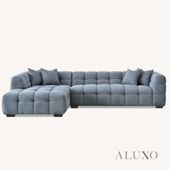 ALUXO® Tribeca Bubble Left Hand Corner Sofa – Iron Grey Bouclé Fabric