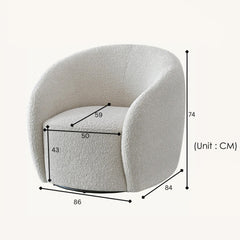 ALUXO® Nolita 3 Seater Bouclé Sofa with Swivel Chair - Latte / Koala