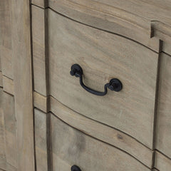 Copgrove 6 Drawer Chest – French Style Washed Wood Storage with Iron Handles, 200cm