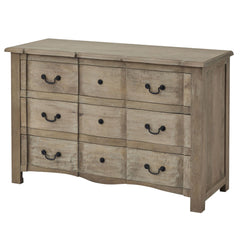 Copgrove 3 Drawer Chest – Washed Wood French Style Cabinet with Iron Handles, 120cm
