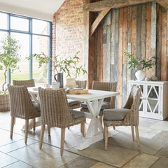 Amalfi Beige Outdoor Round Rattan Dining Chair – Weather-Resistant Woven Seat with Cushion