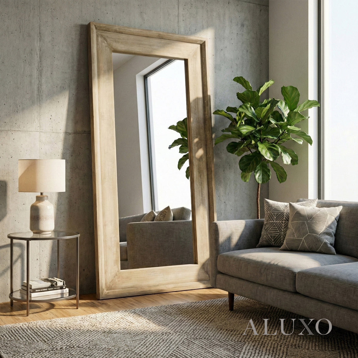 Lumi Copgrove Large Bleached Hardwood Full Length Mirror - 200cm x 100cm