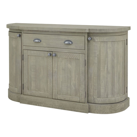Saltaire 4 Door Sideboard with Drawer – Curved Grey Pine Storage Unit, 153cm