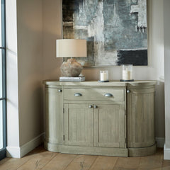 Saltaire 4 Door Sideboard with Drawer – Curved Grey Pine Storage Unit, 153cm