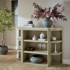 Saltaire 3-Shelf Dresser Top – Grey Pine Display Unit with Organic Curves, 153cm