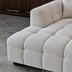 ALUXO® Tribeca Bubble Left Hand Corner Sofa – Oatmeal Beige Bouclé Fabric