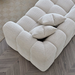 ALUXO® Tribeca Bubble Left Hand Corner Sofa – Oatmeal Beige Bouclé Fabric