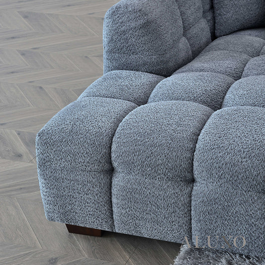 ALUXO® Tribeca Bubble Left Hand Corner Sofa – Iron Grey Bouclé Fabric