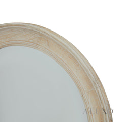 Orel Medium Washed Wood Round Wall Mirror in Antique White - 90cm