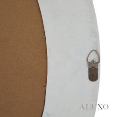 Orel Medium Washed Wood Round Wall Mirror in Antique White - 90cm