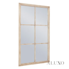 Torin Rustic Washed Wood Large Window Wall Mirror - 150cm