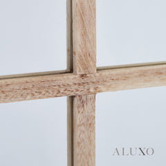 Torin Rustic Washed Wood Large Window Wall Mirror - 150cm