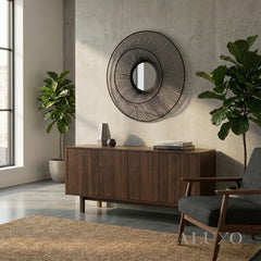 Chico Modern Black Wire Industrial Wall Mirror - 61cm