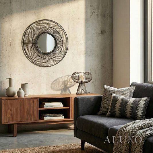 Chico Modern Black Wire Industrial Wall Mirror - 61cm