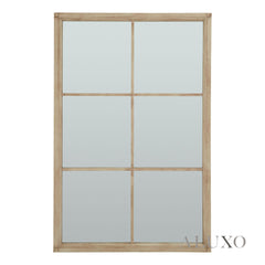 Torin Rustic Washed Wood XL Window Wall Mirror - 170cm