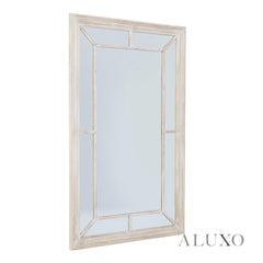 Torin Medium Washed Wood Architectural Window Wall Mirror - 150cm