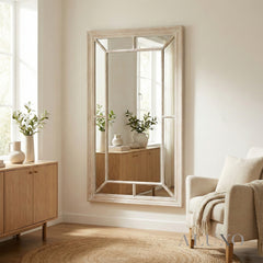 Torin Medium Washed Wood Architectural Window Wall Mirror - 150cm