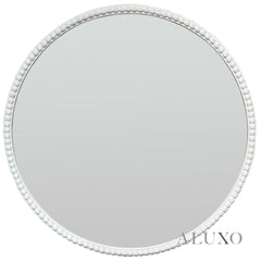 Orel Washed Wood Beaded Round Wall Mirror - 76cm