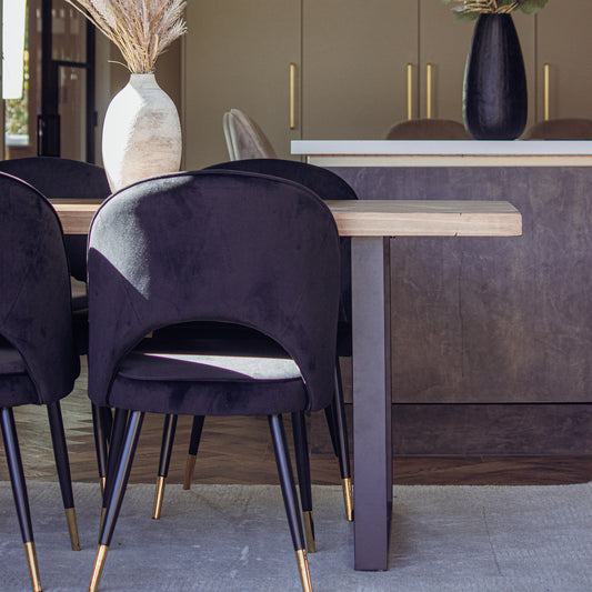 Bjorn Black Velvet Dining Chairs – Scandinavian Modern with Gold Tip Legs