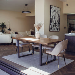 Bjorn Champagne Velvet Dining Chairs | Scandinavian Modern with Gold Tip Legs