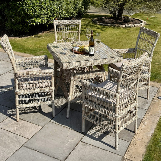 Porto Scandi-Coastal 4-Seater Garden Dining Set | Glass Top Table
