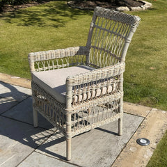 Provence Outdoor Rattan Dining Set – 4 Seater with Glass Top Table & Weather-Resistant Cushions