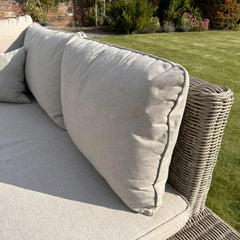 Capri Outdoor Large Corner Sofa Set with Glass Coffee Table – Beige Rattan Effect