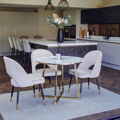 Bjorn Beige Velvet Dining Chairs | Scandinavian Modern with Gold Tip Legs