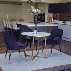 Bjorn Black Velvet Dining Chairs | Scandinavian Modern with Gold Tip Legs