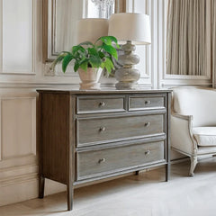 Serene Two Over Two Chest – Grey Wooden Storage Unit with 4 Drawers, 110cm