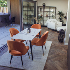 Anders 140cm White Sintered Stone Dining Table with Black Legs