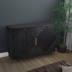 Lennox Black 2 Door Sideboard – Modern Wooden Storage Unit in Noir Finish, 90cm