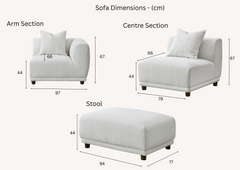 ALUXO® Lottie Modular Corner Sofa with Footstool – Polar White Bouclé