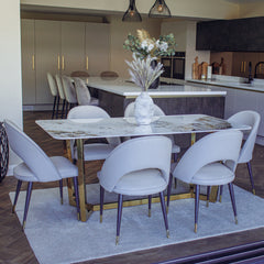 Loki 180cm Cream Sintered Stone Dining Table with Gold Y-Leg Stand