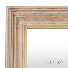 Lumi Small Washed Wood Wall Mirror with Stepped Frame - 120cm x 76cm