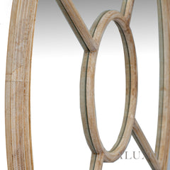 Torin Round Washed Wood Architectural Window Wall Mirror - 100cm