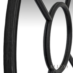 Torin Black Wood Round Architectural Window Wall Mirror - 100cm