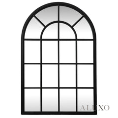 Torin Black Wood Arched Window Wall Mirror - 135cm