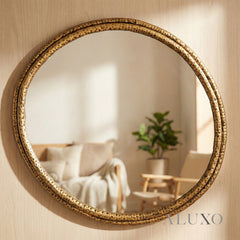Orel Medium Dimpled Texture Organic Wall Mirror in Gold - 78cm x 73cm
