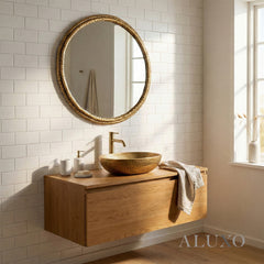 Orel Medium Dimpled Texture Organic Wall Mirror in Gold - 78cm x 73cm