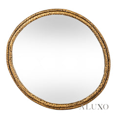 Orel Large Dimpled Texture Organic Wall Mirror in Gold - 86cm x 82cm