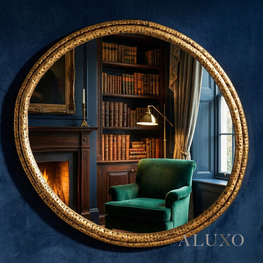 Orel Small Dimpled Texture Organic Wall Mirror in Gold - 64cm x 60cm